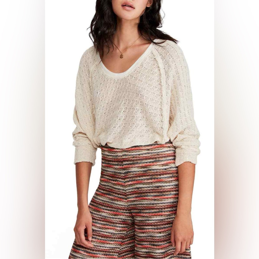 Free People We the Free Thien's Hacci Top cream size small